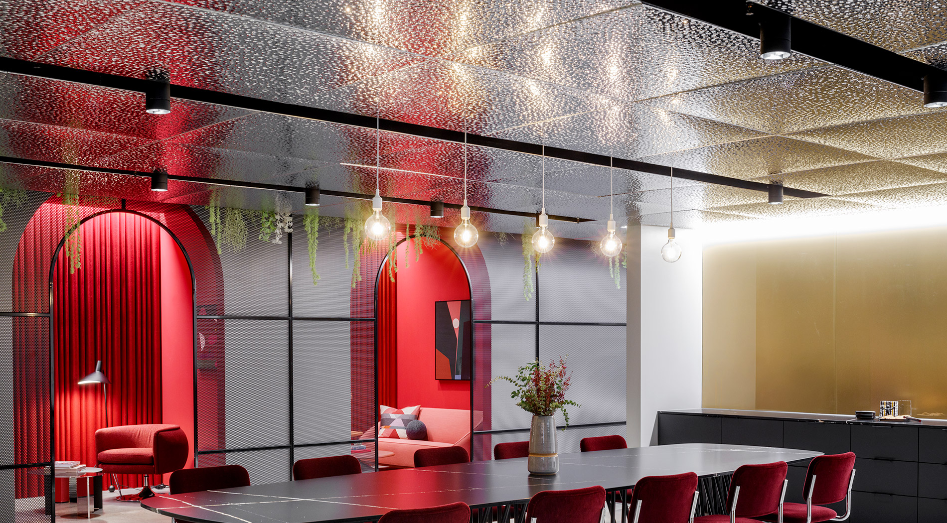 Workplace Resource ceiling panels, Deep textured metal products, Rigidized Metals Architectural Solutions