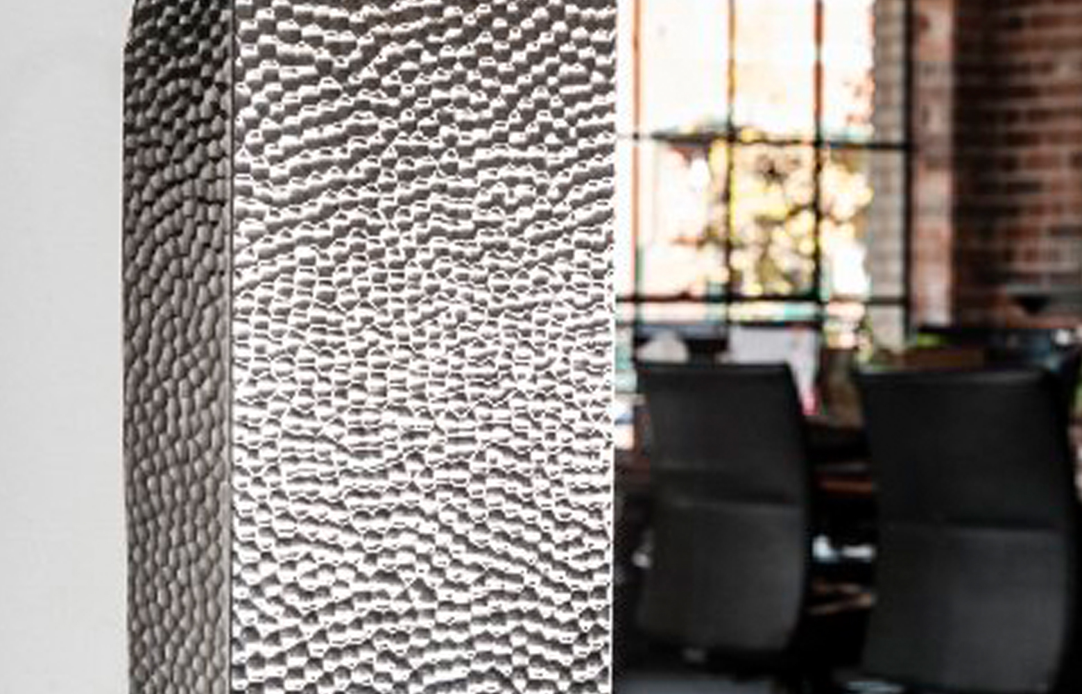 Inset-Corners-Baseboards Textured metals for corner guards and baseboards, Rigidized Metals Architectural Solutions