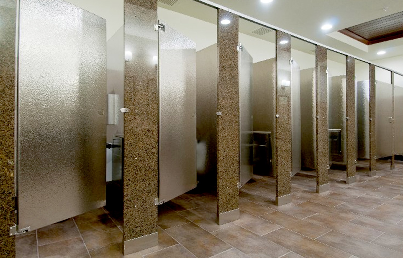 Inset-Restroom-Partitions Textured metals for restroom stalls and partitions, Rigidized Metals Architectural Solutions